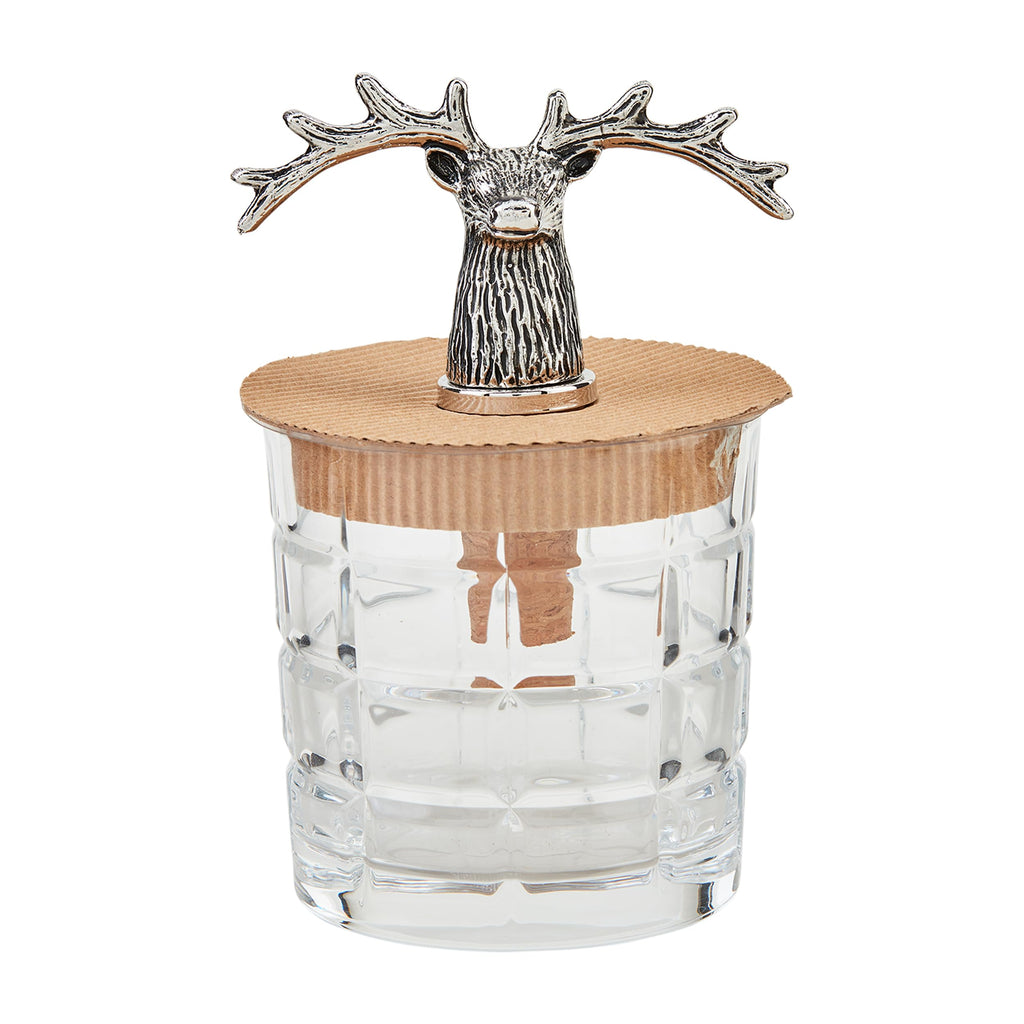 Mud Pie Wide Antler Dof Stopper & Glass Set