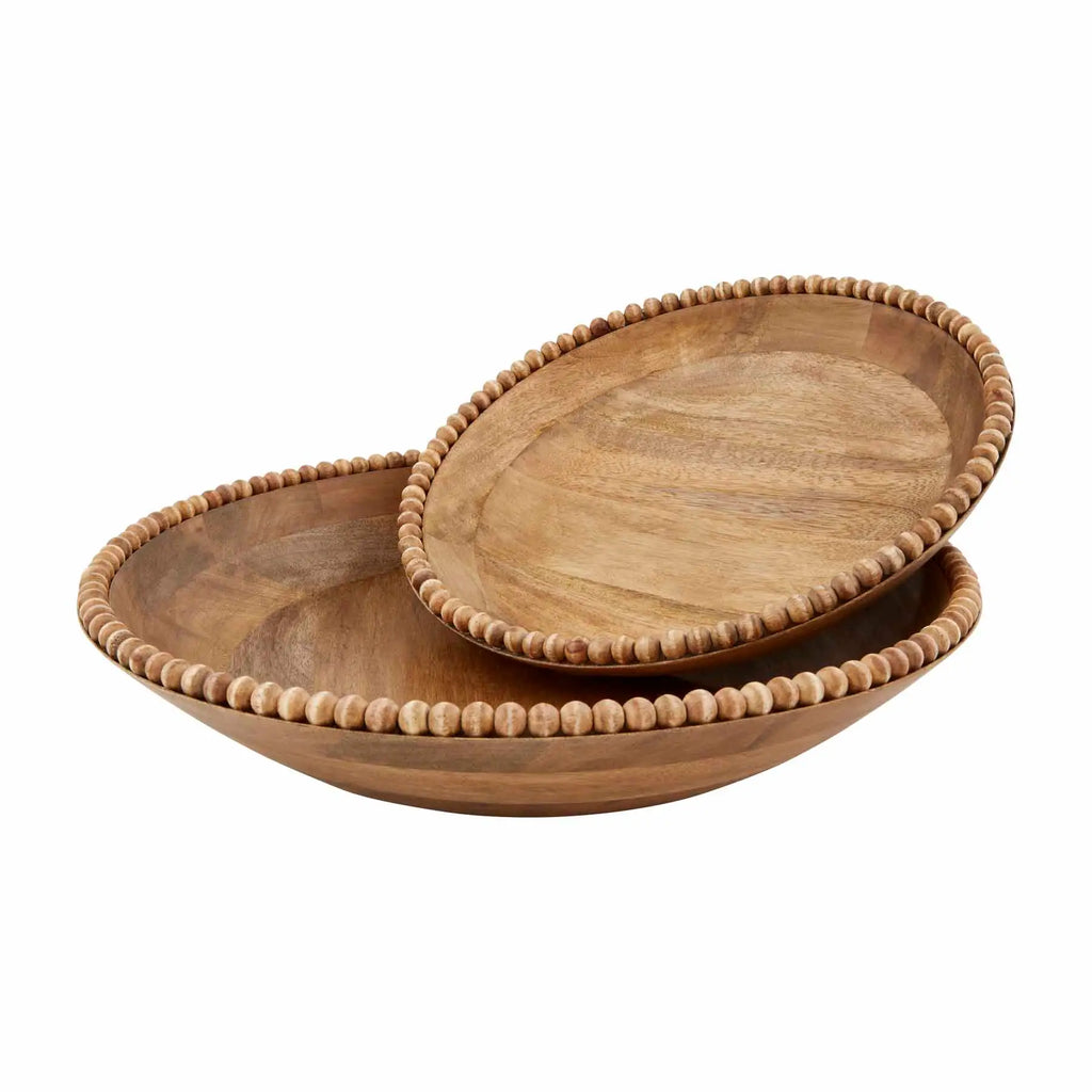 Mud Pie Wood Beaded Bowl - Large