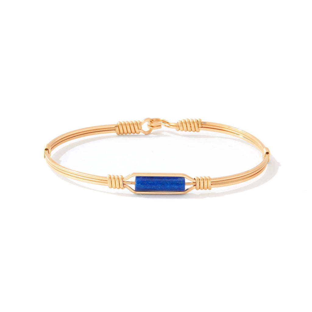 Ronaldo Jewelry A Moment in Time Bracelet in 14K Gold Artist Wire and the Lapis Stone