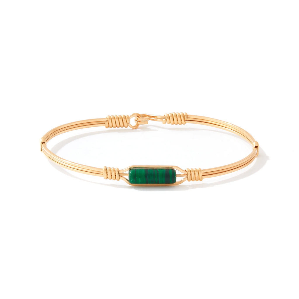 Ronaldo Jewelry A Moment in Time Bracelet in 14K Gold Artist Wire and the Malachite Stone