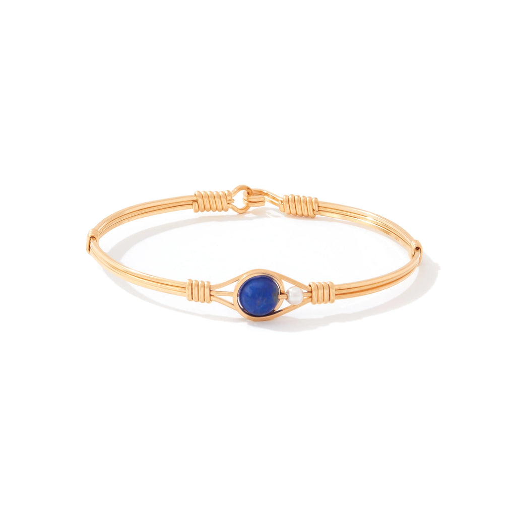 Ronaldo Jewelry Always By My Side Bracelet in 14K Gold Artist Wire with the Lapis Stone