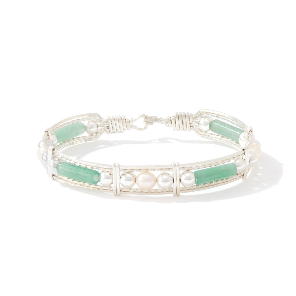 Ronaldo Jewelry Color Your World Bracelet with Beads and Pearls in Sterling Silver with Aventurine Stones