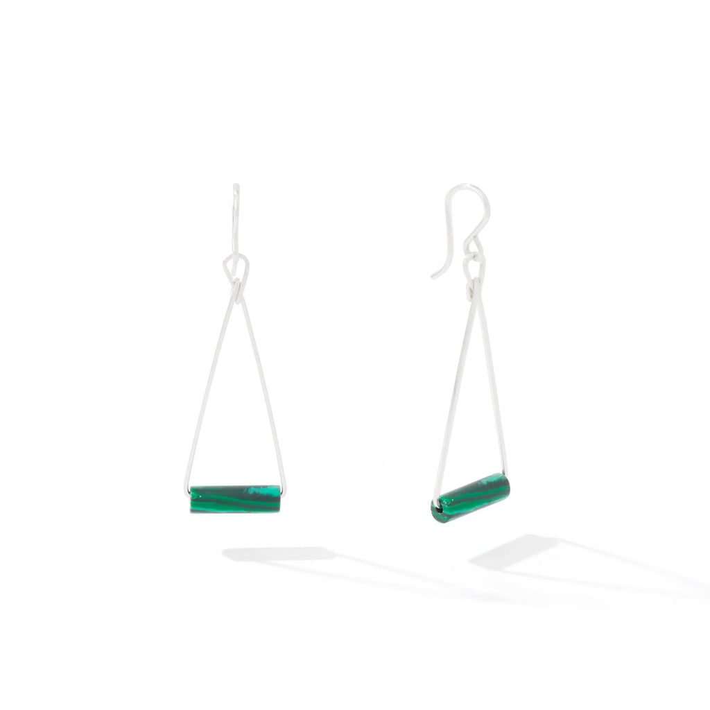 Ronaldo Jewelry Color Your World Earrings in Sterling Silver with the Malachite Stones