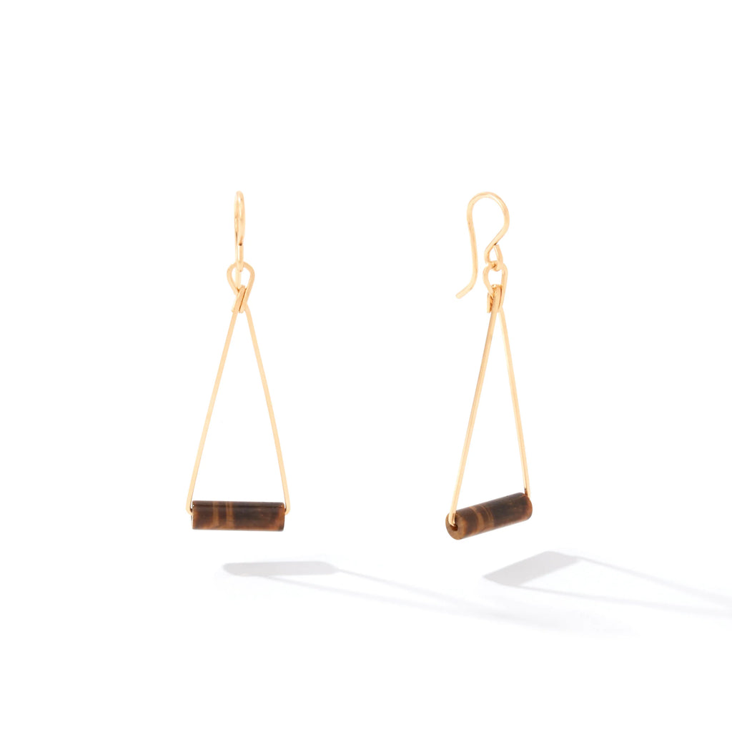 Ronaldo Jewelry Color Your World Earrings in 14K Gold Artist Wire with the Tigers Eye Stones