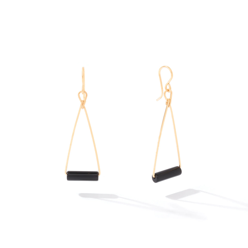 Ronaldo Jewelry Color Your World Earrings in 14K Gold Artist Wire with the Black Onyx Stones