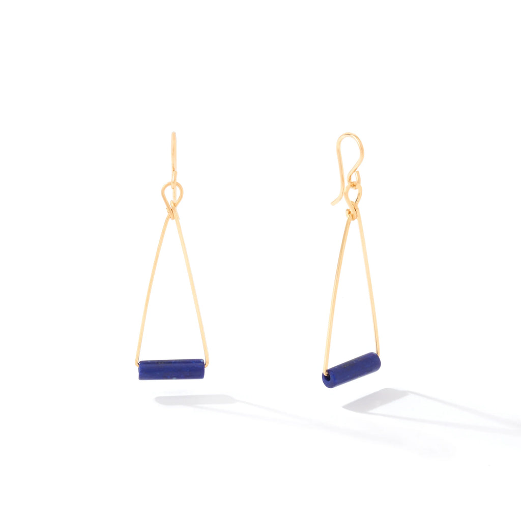 Ronaldo Jewelry Color Your World Earrings in 14K Gold Artist Wire with the Lapis Stones