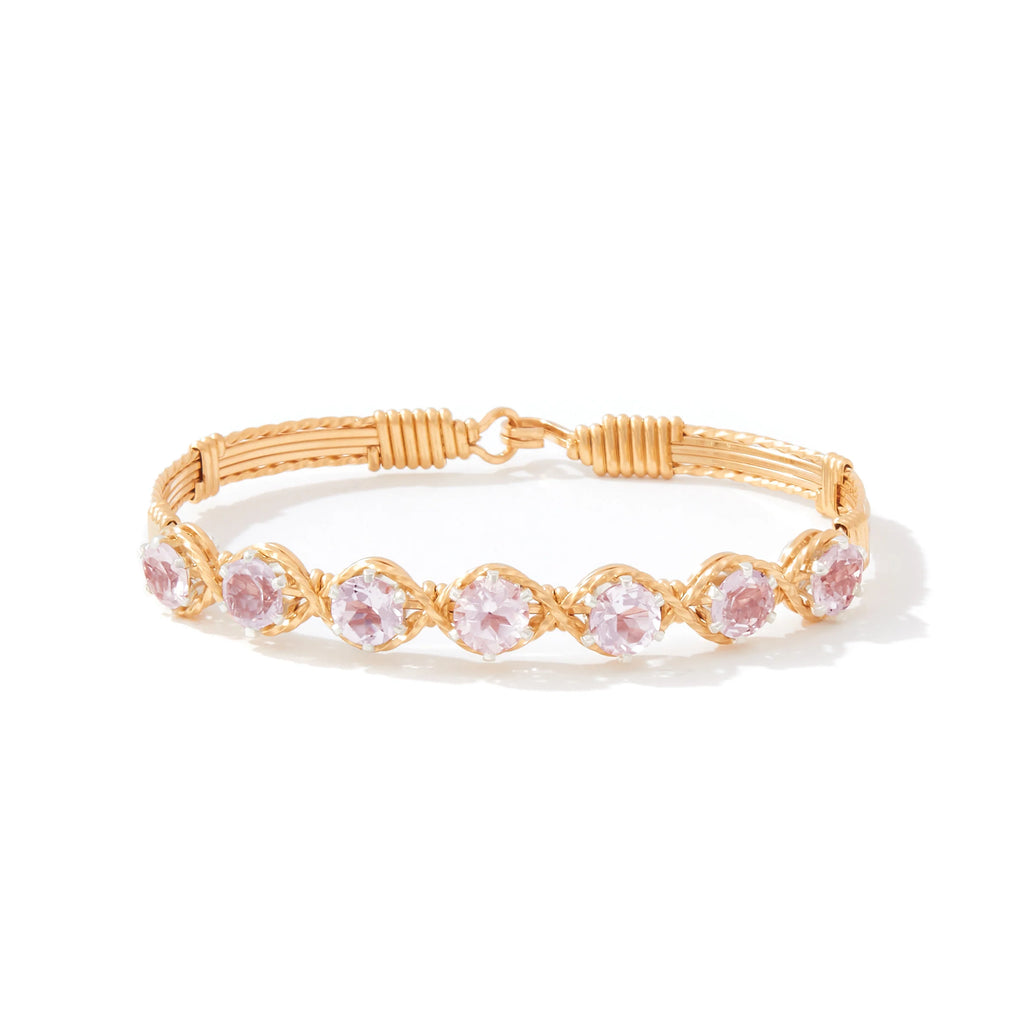 Ronaldo Jewelry Dawn Bracelet in 14K Gold Artist Wire with Pink CZ Stones