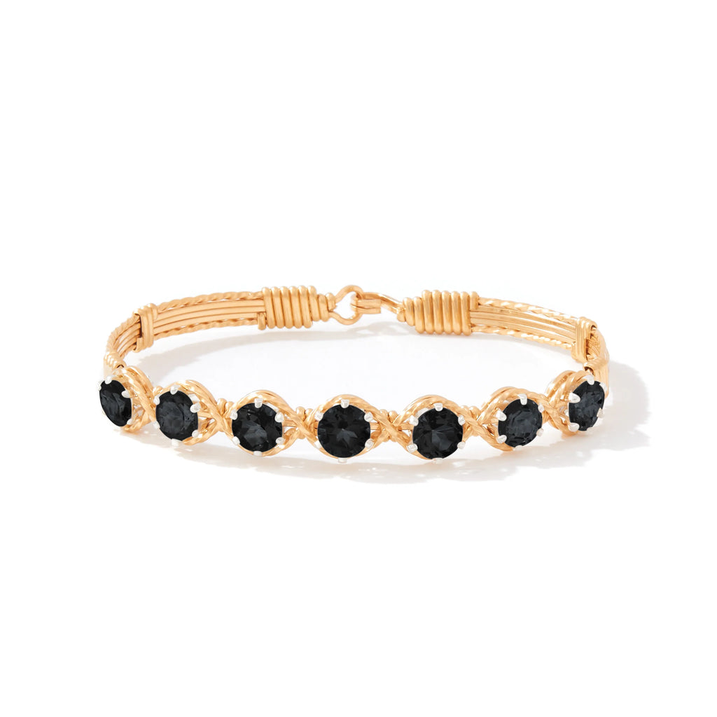 Ronaldo Jewelry Dawn Bracelet in 14K Gold Artist Wire with Black Cubic Zirconia Stones