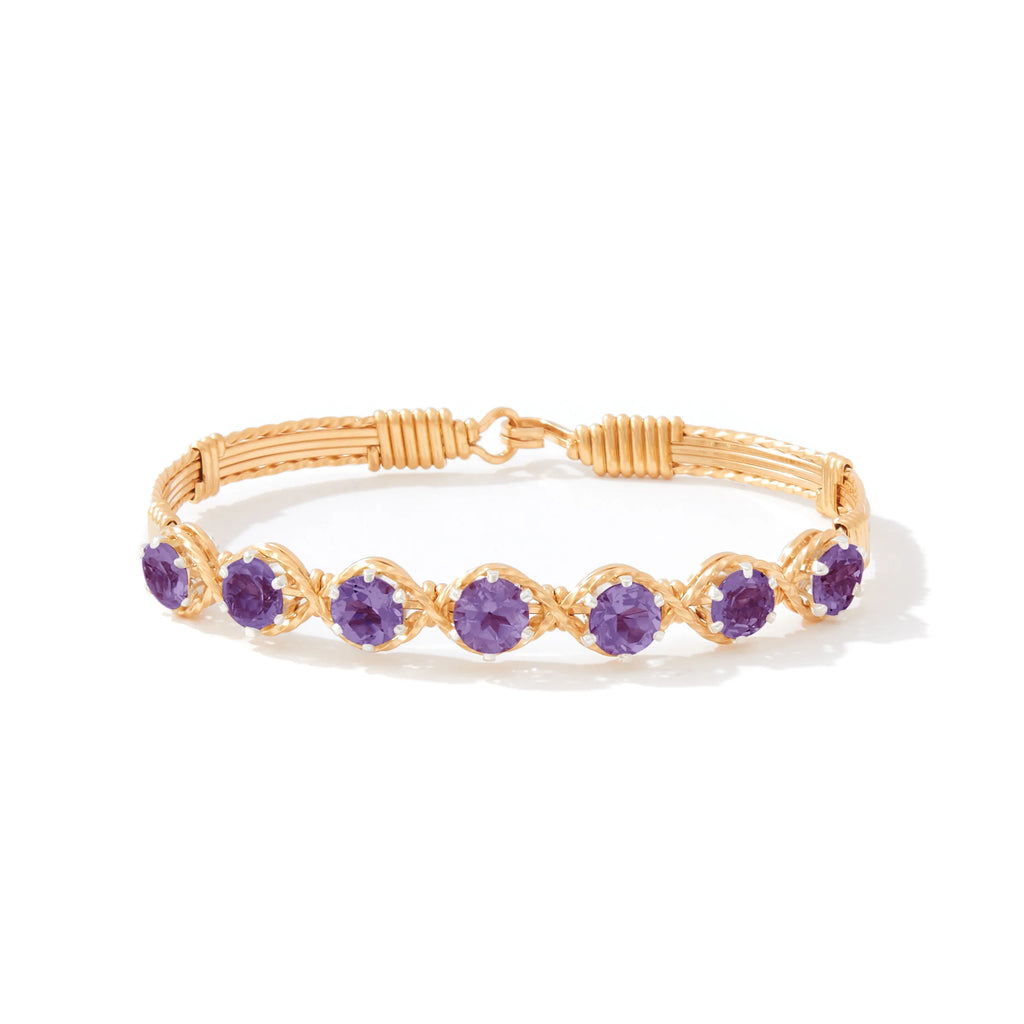 Ronaldo Jewelry Dawn Bracelet in 14K Gold Artist Wire with Amethyst Stones