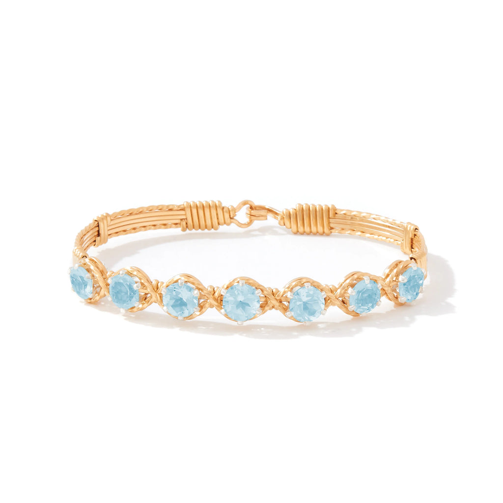 Ronaldo Jewelry Dawn Bracelet in 14K Gold Artist Wire with  Sky Blue Topaz Stones