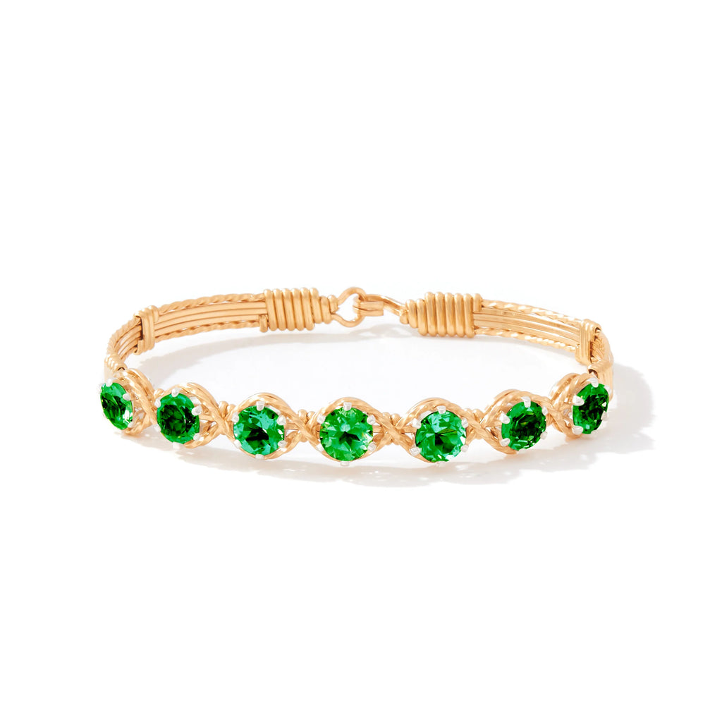 Ronaldo Jewelry Dawn Bracelet in 14K Gold Artist Wire with Emerald Stones