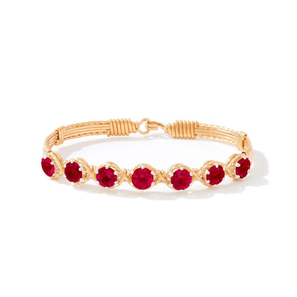 Ronaldo Jewelry Dawn Bracelet in 14K Gold Artist Wire with Ruby Stones