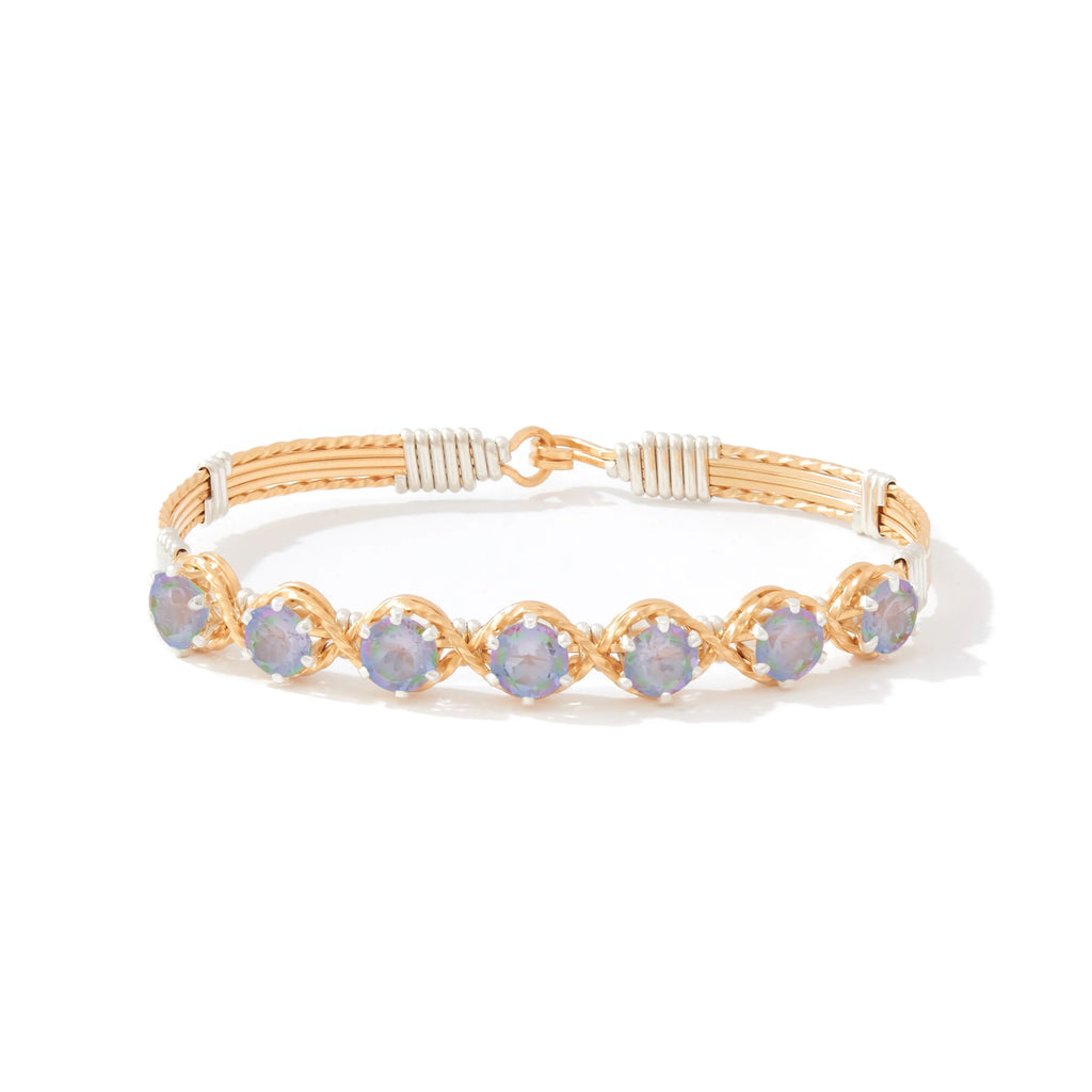 Ronaldo Jewelry Dawn Bracelet in 14K Gold Artist Wire with Silver Wraps with Mystic Topaz Stones