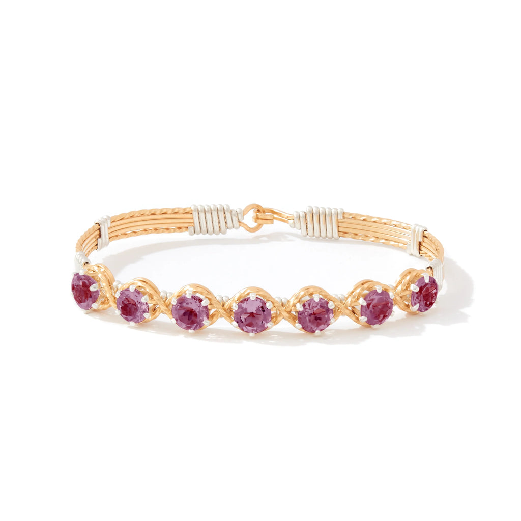 Ronaldo Jewelry Dawn Bracelet in 14K Gold Artist Wire with Silver Wraps with Alexandrite Stones