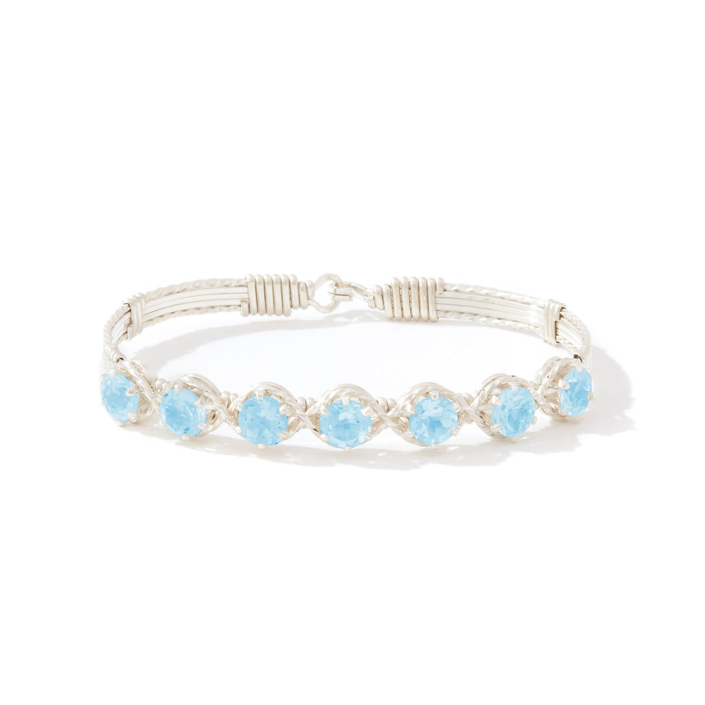 Ronaldo Jewelry Dawn Bracelet in Sterling Silver with Blue Zircon Stones