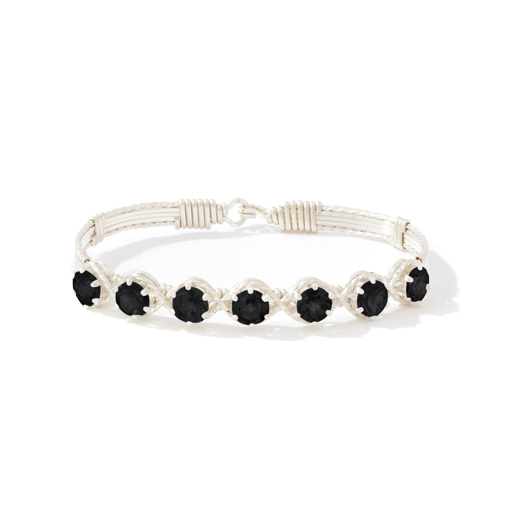 Ronaldo Jewelry Dawn Bracelet in Sterling Silver with Black Cubic Zirconia Stones