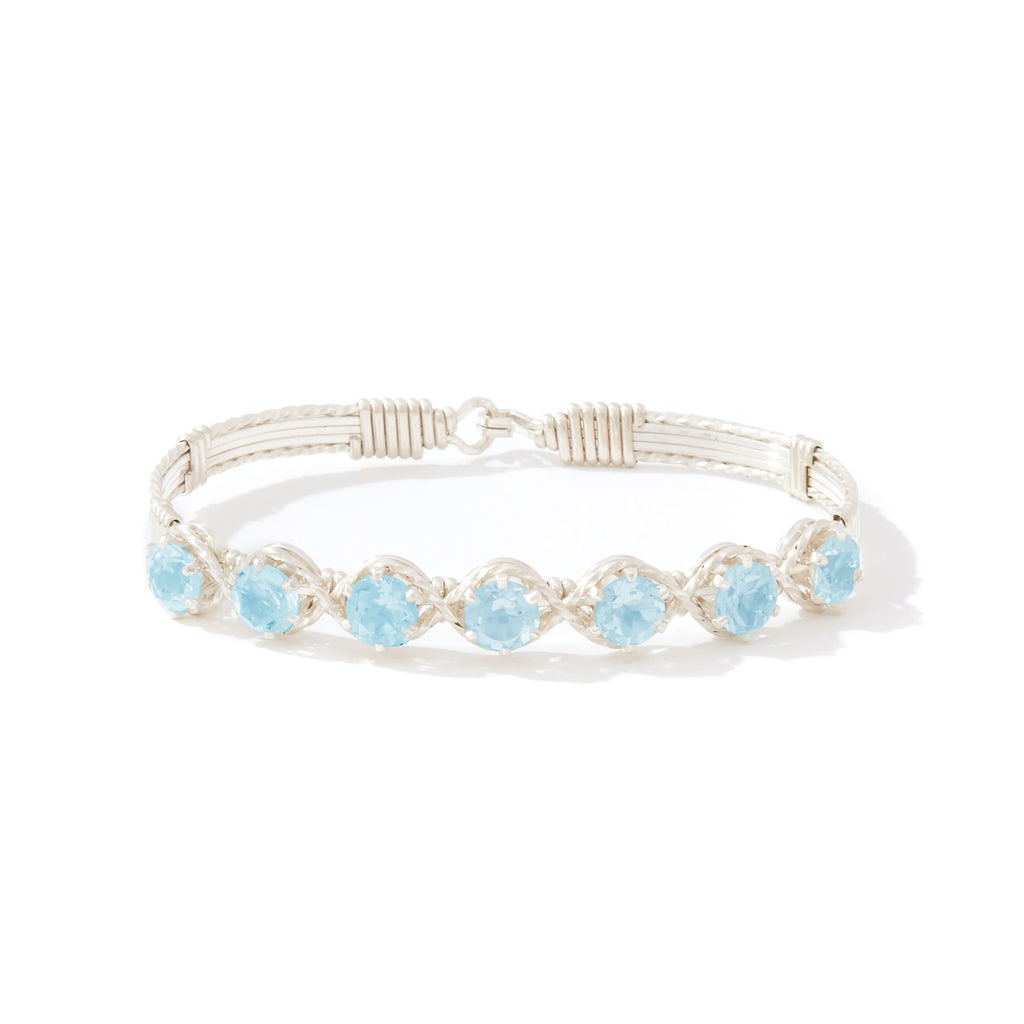 Ronaldo Jewelry Dawn Bracelet in Sterling Silver with Sky Blue Topaz Stones