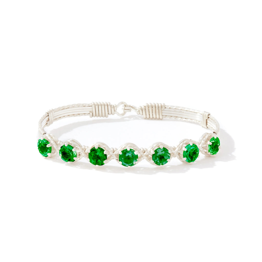 Ronaldo Jewelry Dawn Bracelet in Sterling Silver with Emerald Stones