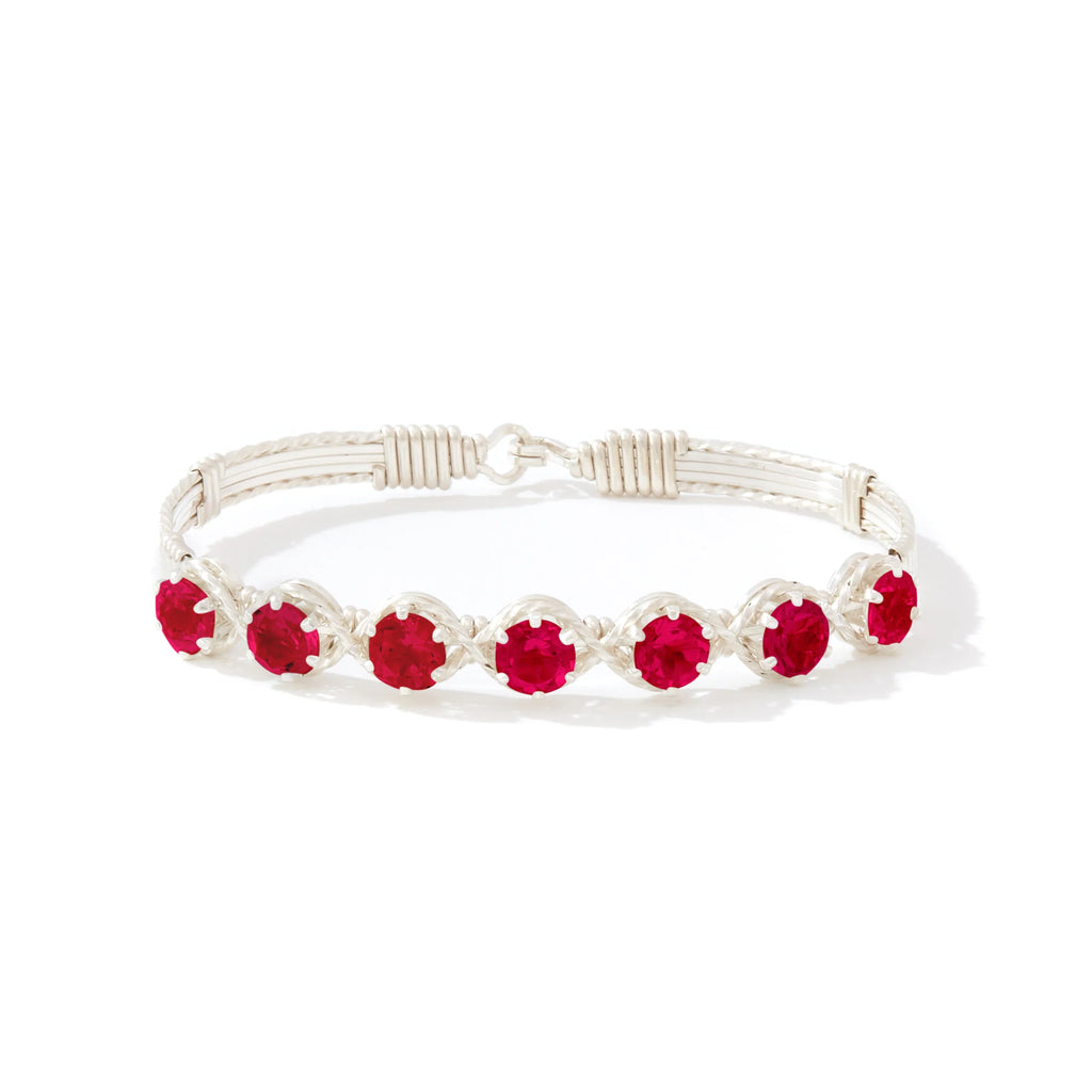 Ronaldo Jewelry Dawn Bracelet in Sterling Silver with Ruby Stones