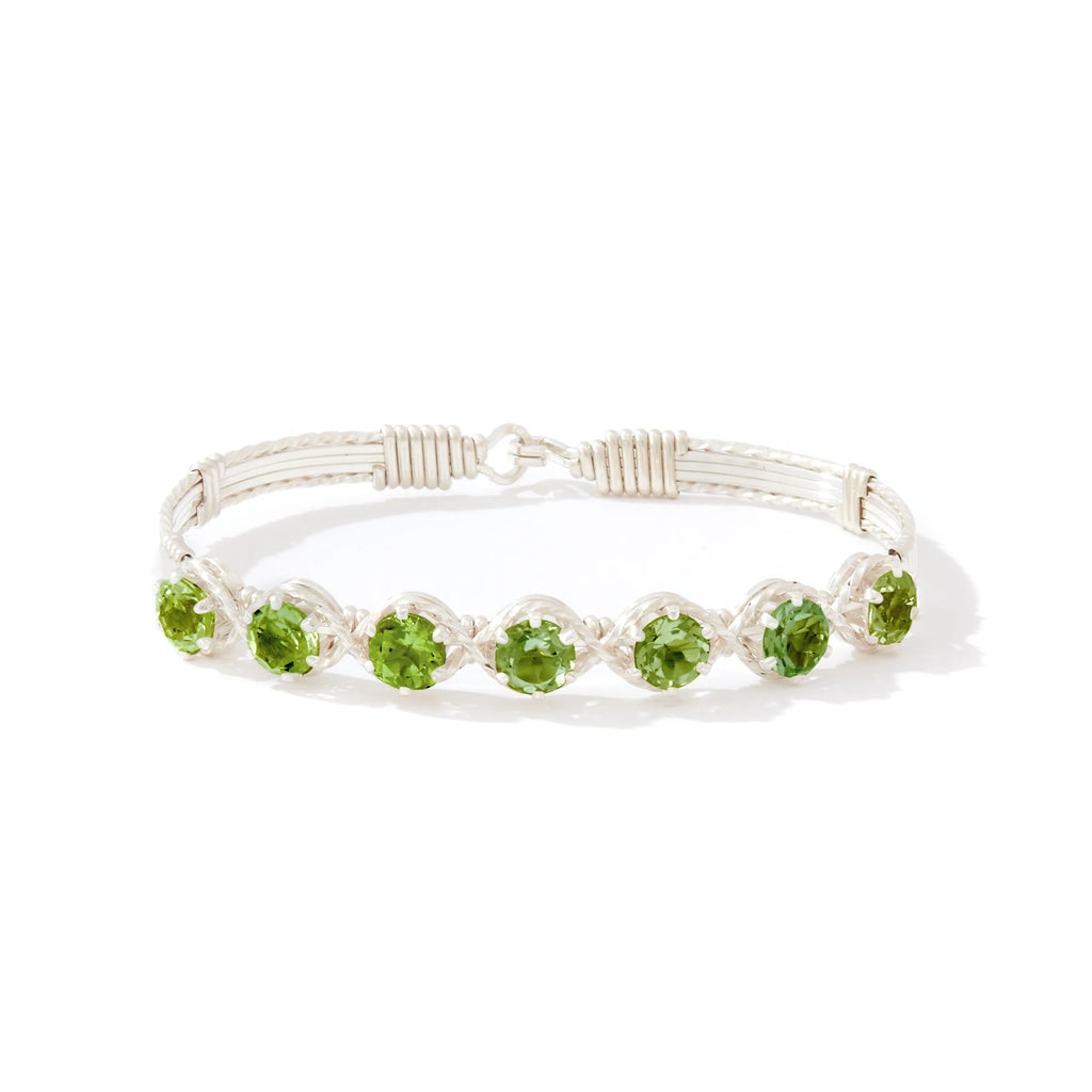 Ronaldo Jewelry Dawn Bracelet in Sterling Silver with Peridot Stones