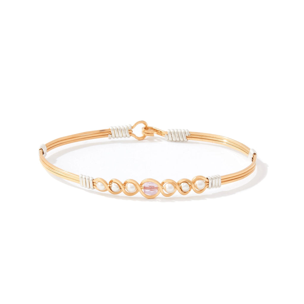 Ronaldo Jewelry Divine Plan Bracelet in 14K Gold Artist Wire with Silver Wraps with the Pink CZ Stone