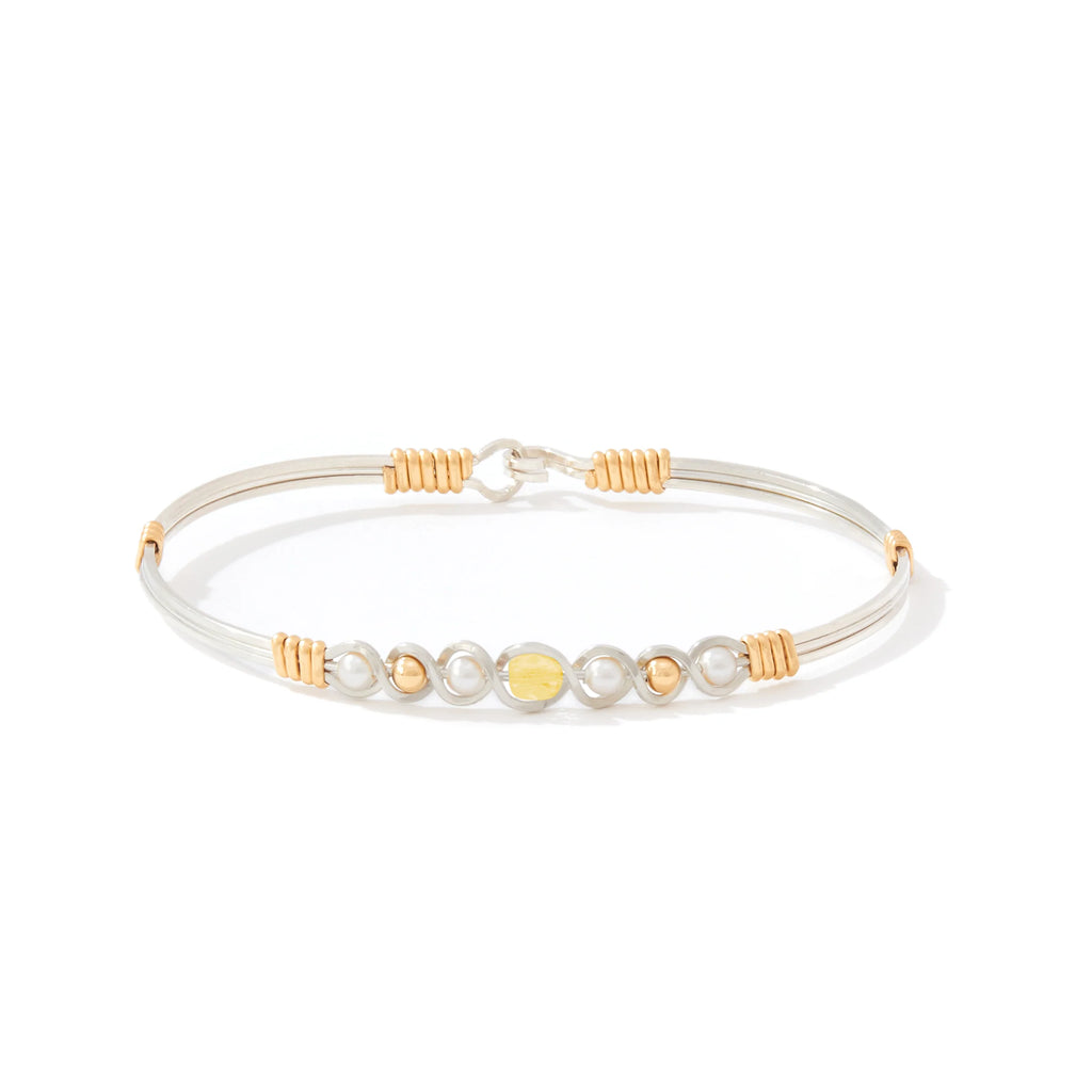Ronaldo Jewelry Divine Plan Bracelet in Silver with 14K Gold Artist Wire Wraps with the Citrine Stone