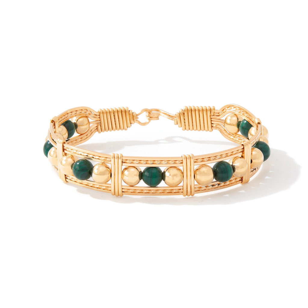 Ronaldo Jewelry Dream in Color Bracelet 14K Gold Artist Wire with the Malachite Stone