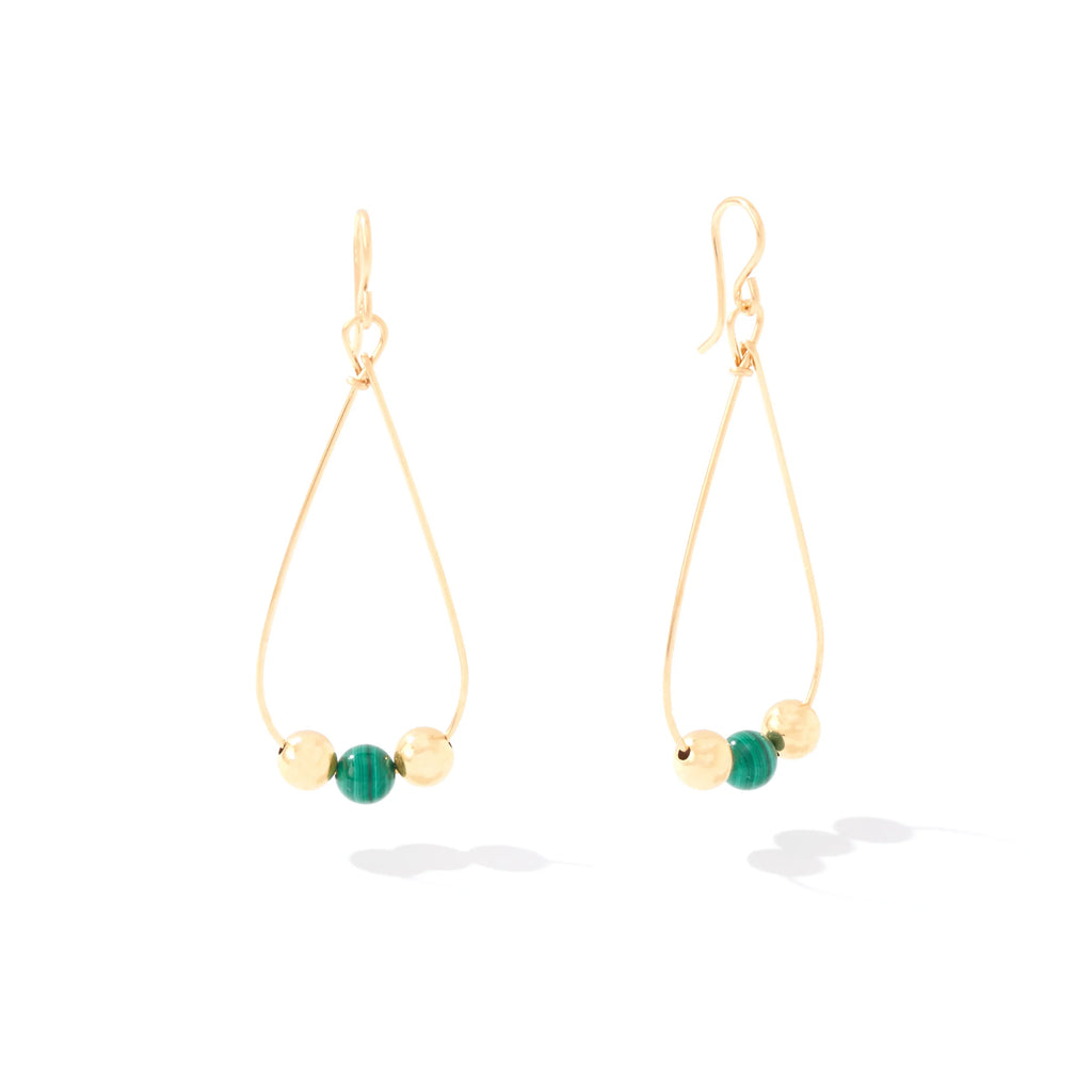 Ronaldo Jewelry Dream in Color Earrings in 14K Gold Artist Wire with the Malachite Stones