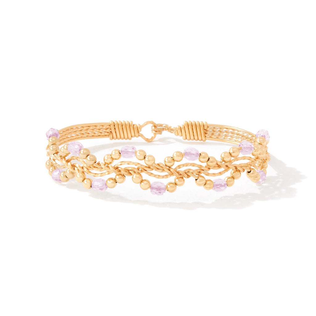 Ronaldo Jewelry Forget Me Not Bracelet 14K Gold Artist Wire with Pink CZ Stones