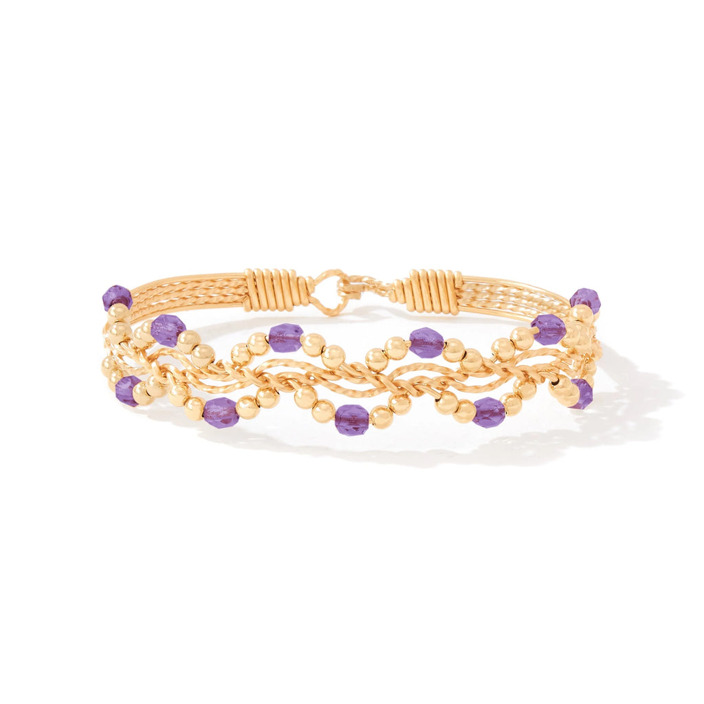 Ronaldo Jewelry Forget Me Not Bracelet 14K Gold Artist Wire with Amethyst Stones