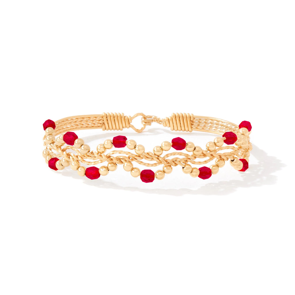 Ronaldo Jewelry Forget Me Not Bracelet 14K Gold Artist Wire with Ruby Stones