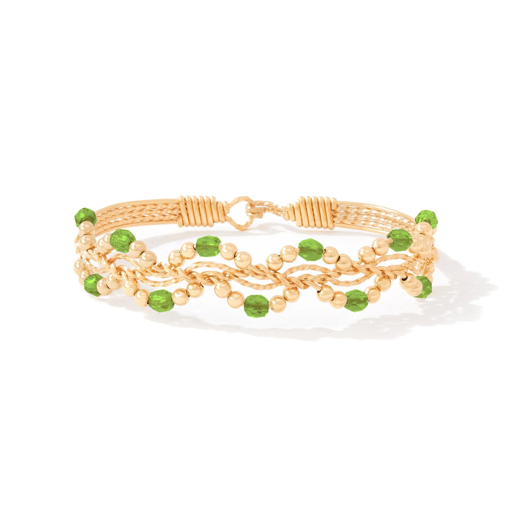 Ronaldo Jewelry Forget Me Not Bracelet 14K Gold Artist Wire with Peridot Stones