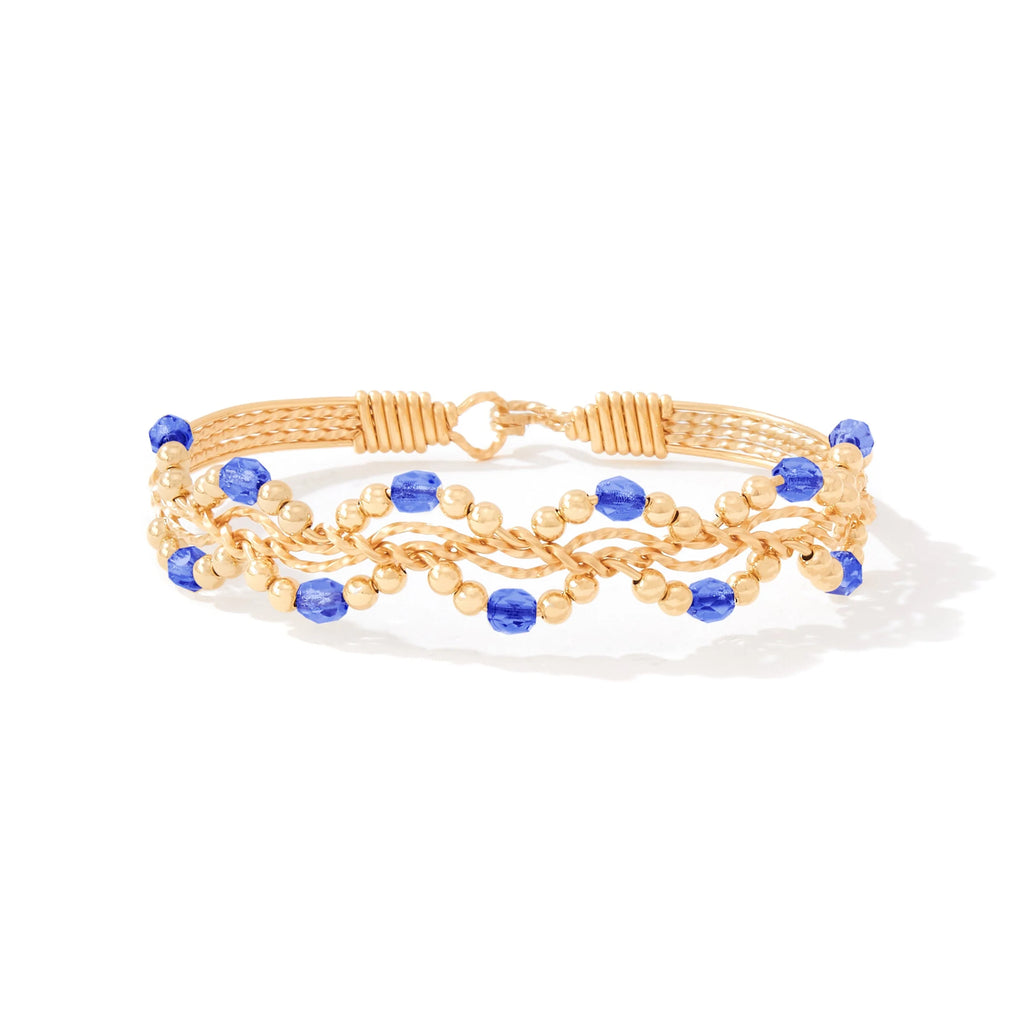 Ronaldo Jewelry Forget Me Not Bracelet 14K Gold Artist Wire with Sapphire Stones