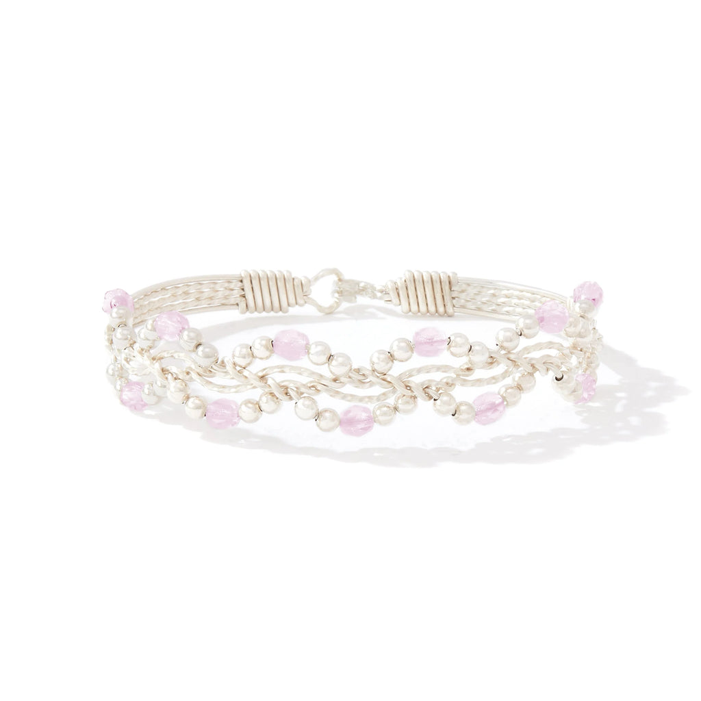 Ronaldo Jewelry Forget Me Not Bracelet Sterling Silver with Pink CZ Stones