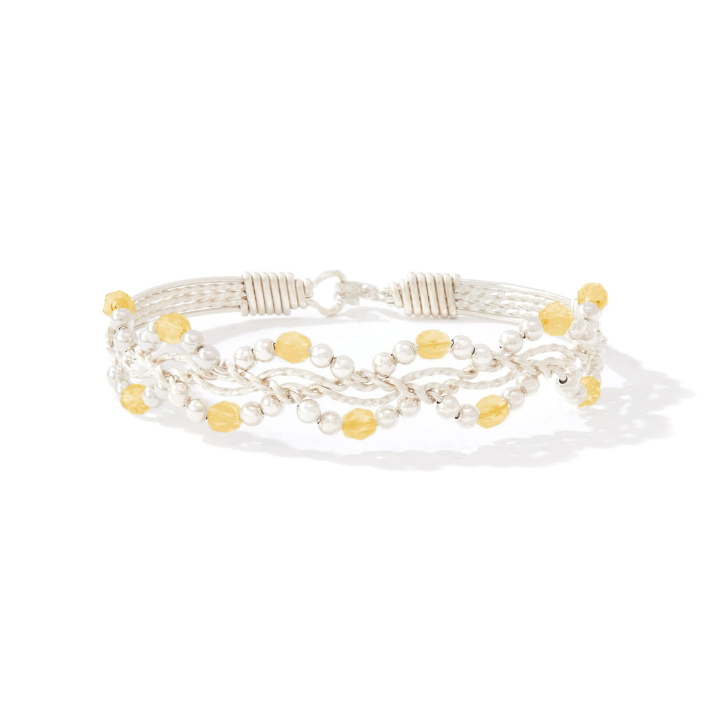 Ronaldo Jewelry Forget Me Not Bracelet Sterling Silver with Citrine Stones