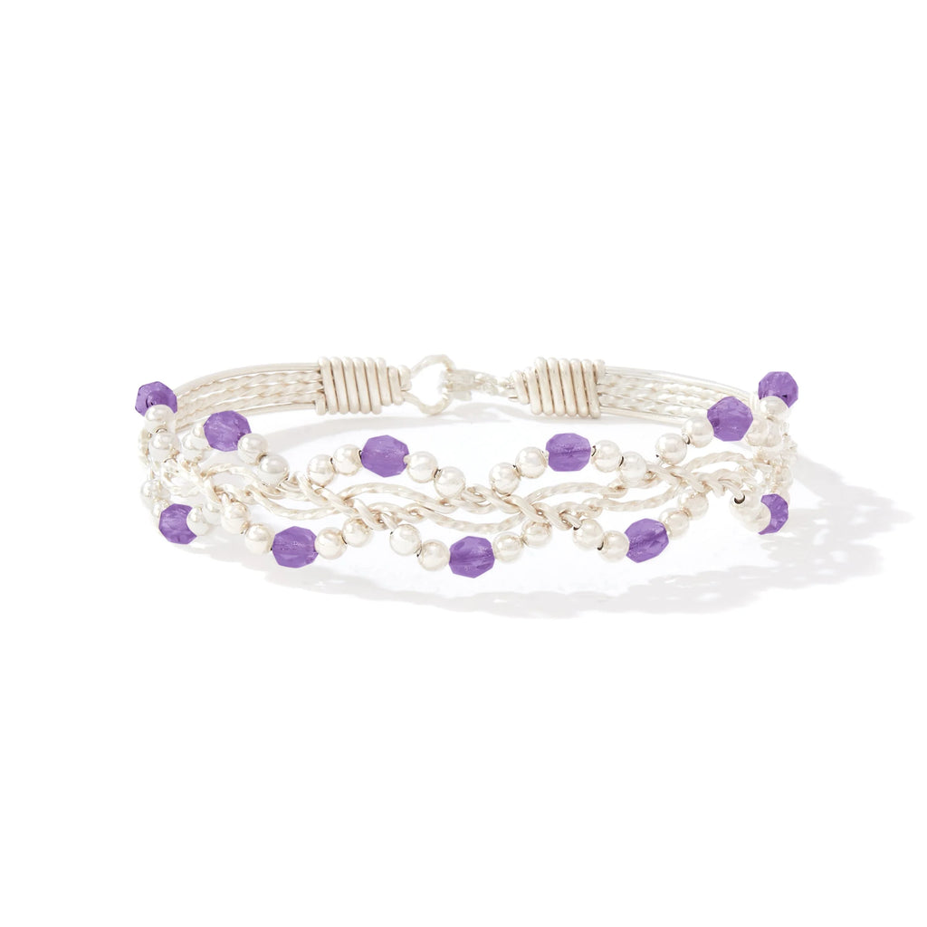 Ronaldo Jewelry Forget Me Not Bracelet Sterling Silver with Amethyst Stones