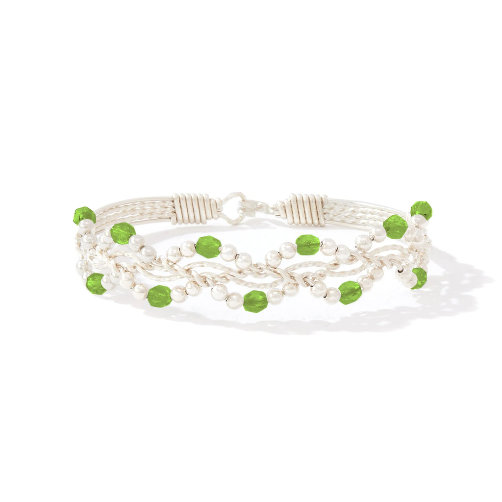 Ronaldo Jewelry Forget Me Not Bracelet Sterling Silver with Peridot Stones