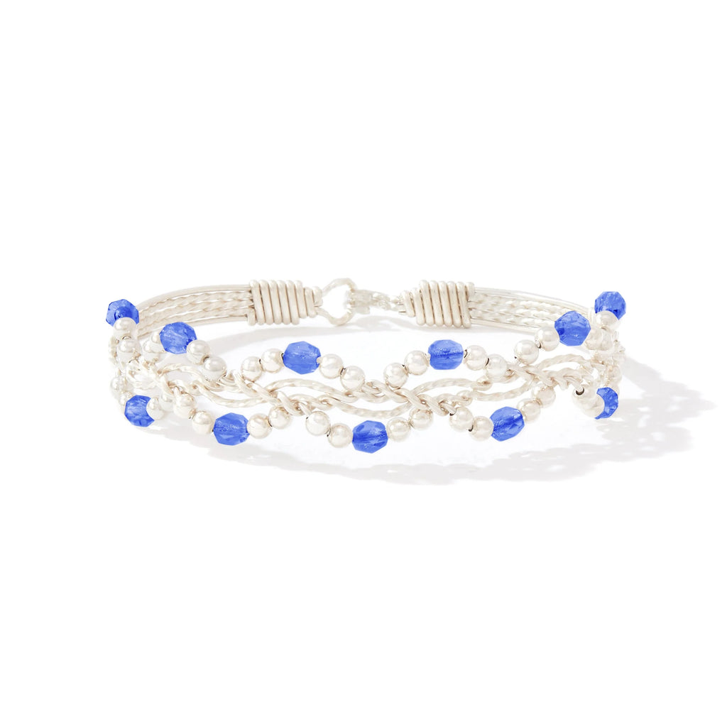 Ronaldo Jewelry Forget Me Not Bracelet Sterling Silver with Sapphire Stones