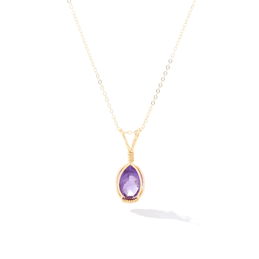 Ronaldo Jewelry Gemstone Pendant in 14K Gold Artist Wire with the Amethyst Stone