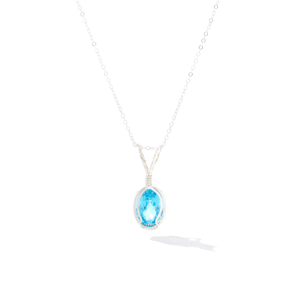 Ronaldo Jewelry Gemstone Pendant in Sterling Silver with the Blue Topaz Stone