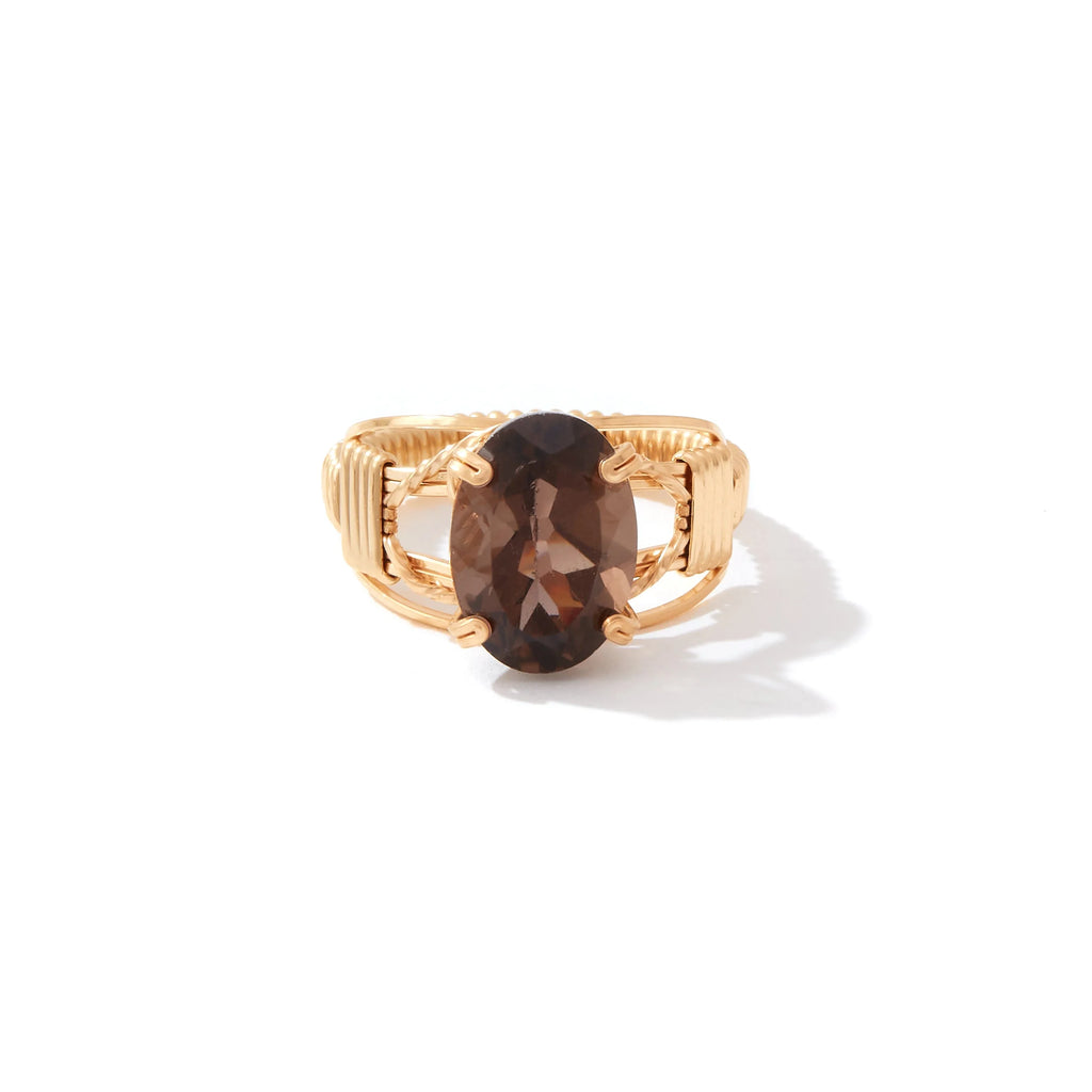 Ronaldo Jewelry Gemstone Ring 14K Gold Artist Wire with the Smoky Quartz Stone