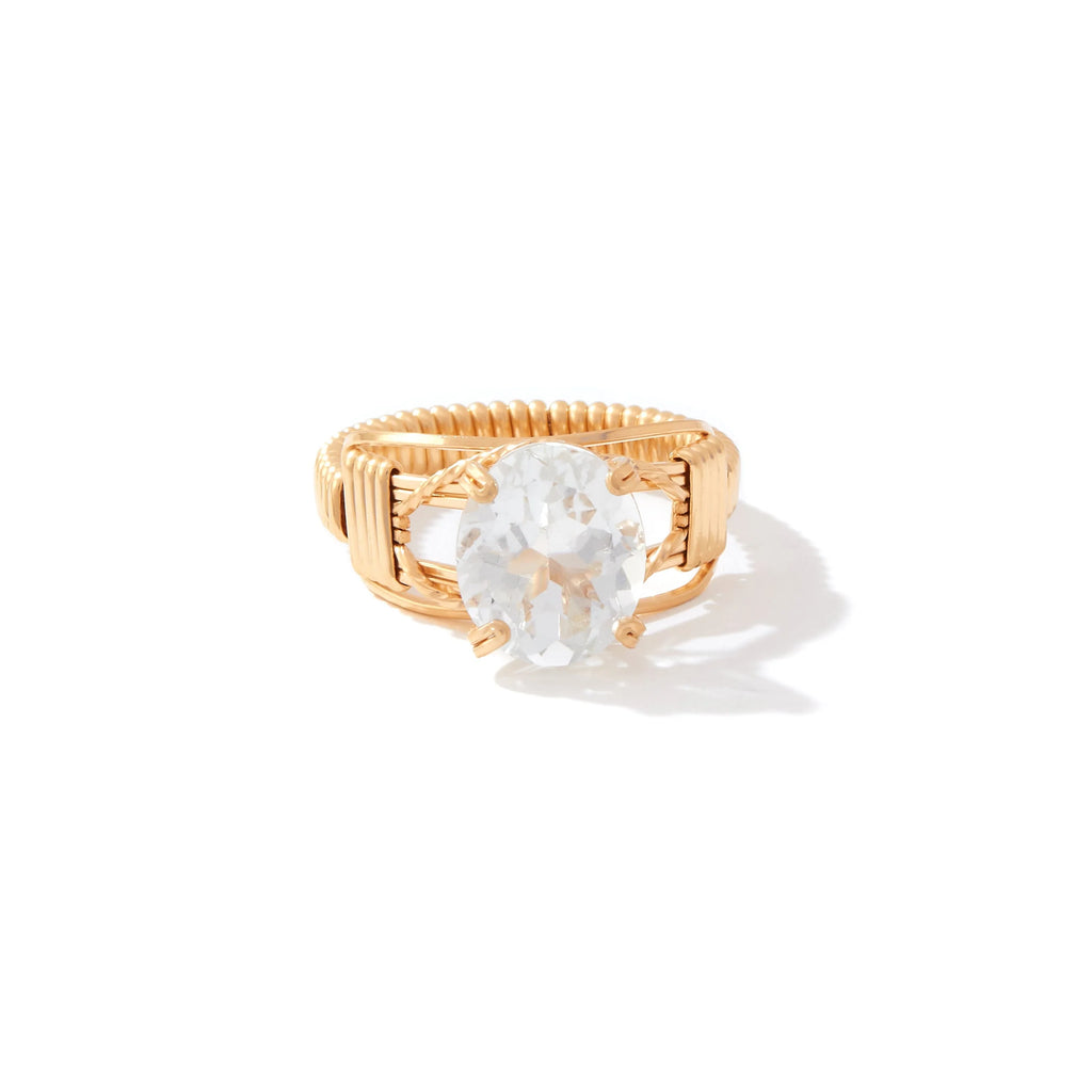 Ronaldo Jewelry Gemstone Ring 14K Gold Artist Wire with the White Topaz Stone