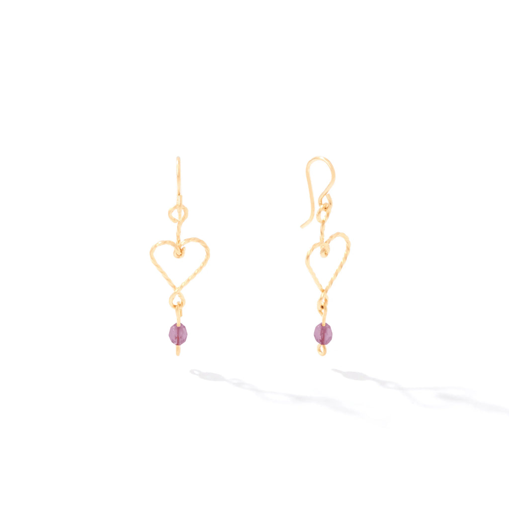 Ronaldo Jewelry Hold My Heart Earrings in 14K Gold Artist Wire with the Alexandrite Stones