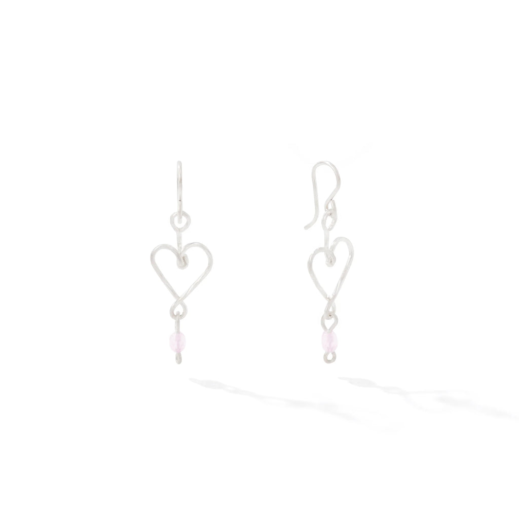 Ronaldo Jewelry Hold My Heart Earrings in Sterling Silver with the Pink CZ Stones