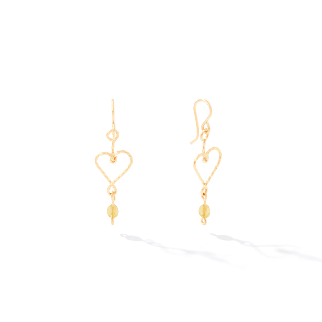 Ronaldo Jewelry Hold My Heart Earrings in 14K Gold Artist Wire with the Citrine Stones