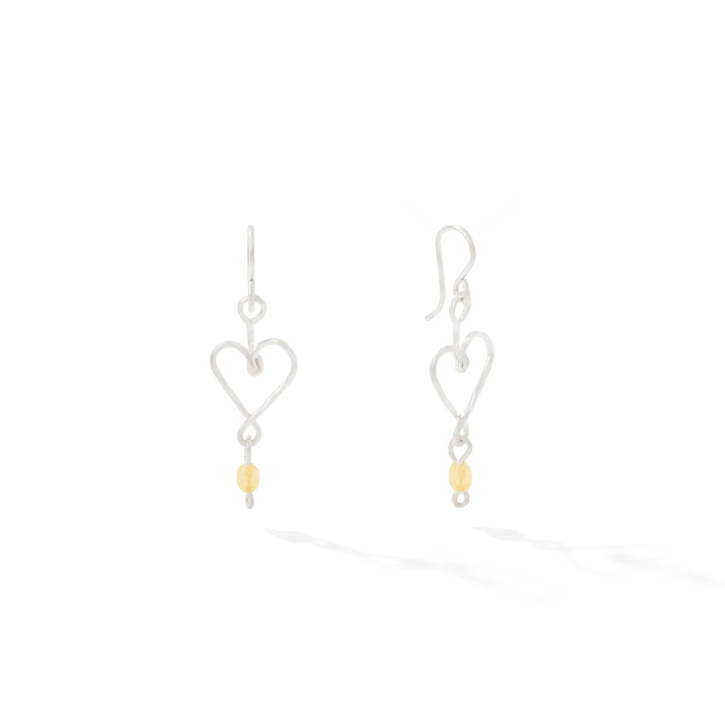 Ronaldo Jewelry Hold My Heart Earrings in Sterling Silver with the Citrine Stones