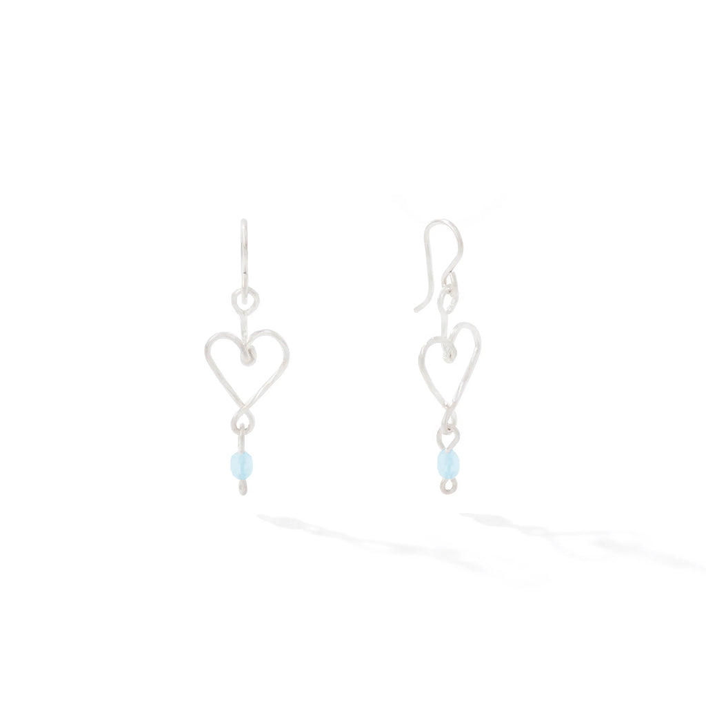 Ronaldo Jewelry Hold My Heart Earrings in Sterling Silver with the Blue Zircon Stones