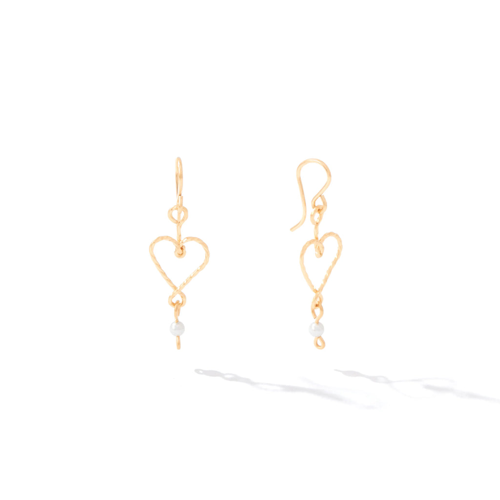 Ronaldo Jewelry Hold My Heart Earrings in 14K Gold Artist Wire with the Crystal Pearl Stones