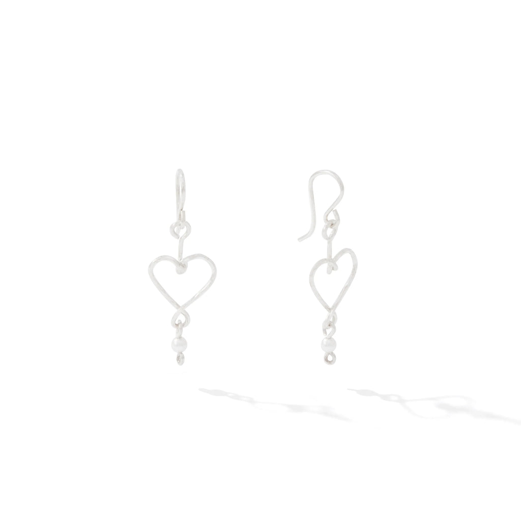 Ronaldo Jewelry Hold My Heart Earrings in Sterling Silver with the Crystal Pearl Stones