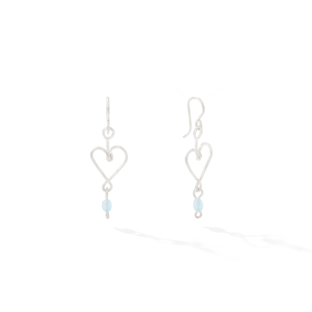 Ronaldo Jewelry Hold My Heart Earrings in Sterling Silver with the Sky Blue Topaz Stones